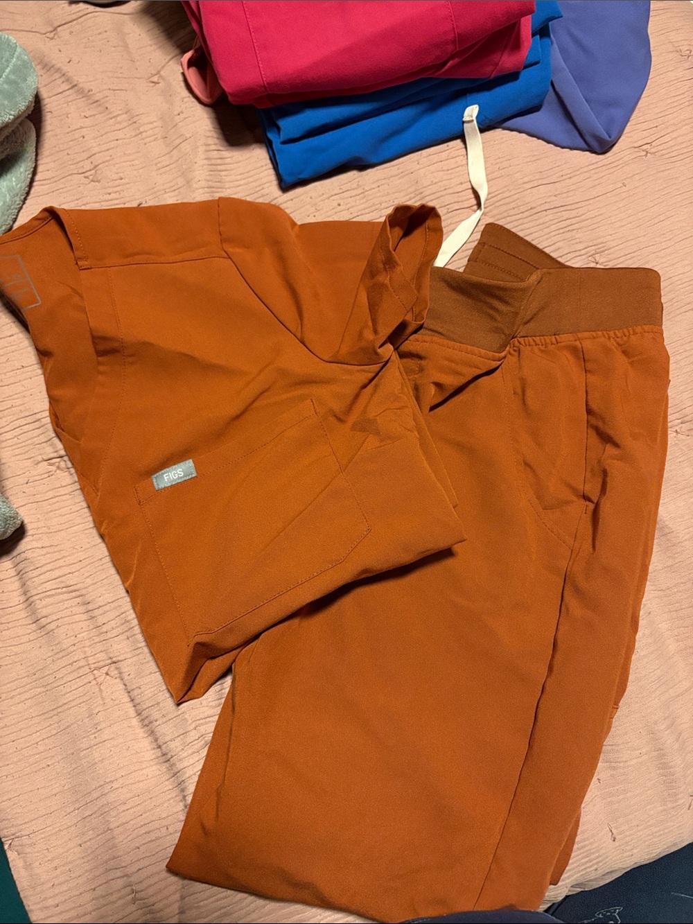 Figs Women’s Rust Orange Short Sleeve Scrub Top